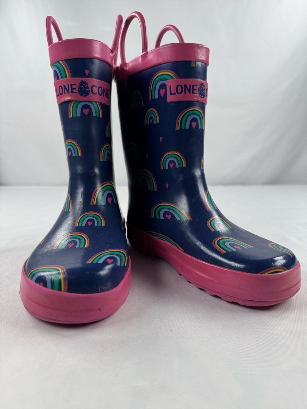 Lone Cone Kids' Navy & Pink Rainbow Rain Boots